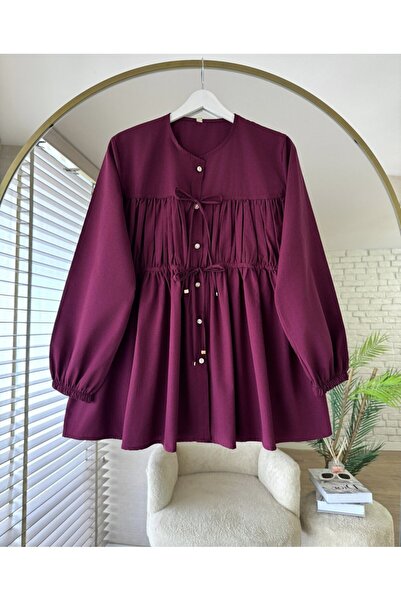 KEVRA Drawstring Bow Detail Tunic Blouse Premium Comfortable Fit