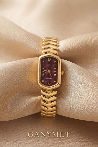 GANYMET Sora Gold Color Claret Red Dial Women's Wristwatch - Elegant Metallic...