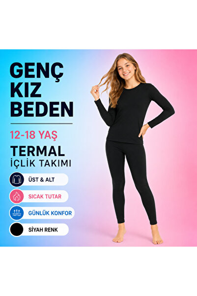 don-x | Genç Kız Okul Termal Takım Kışlık Pamuklu ( SİYAH )