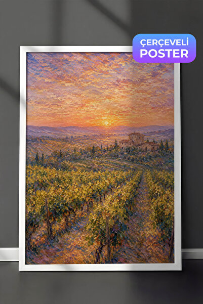 Zestia Pictură murală inspirată de Monet, cu vii de viță de vie din Toscana, ...