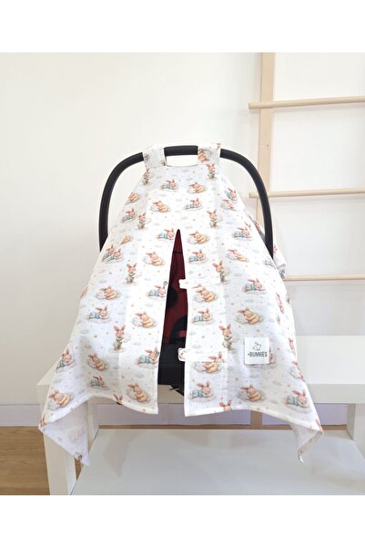 jr.bunnies 100% Cotton Muslin Sleepy Rabbit Patterned Stroller Cover 90X110 c...