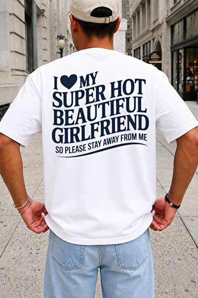Auryne Jewelry Unisex Oversize I Love My Girlfriend T-Shirt 100% Organic Cott...