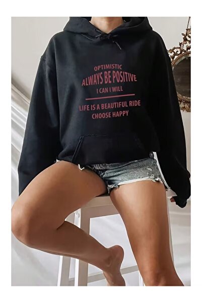ZİYMO Unisex Hooded Printed Relaxed Fit Sweatshirt