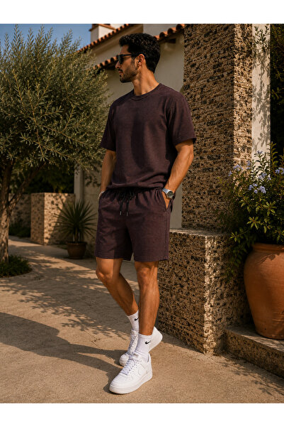 DAXİS Sportwear Company Men's Set Pitircik Fabric Cycling Neck T-Shirt & Shorts