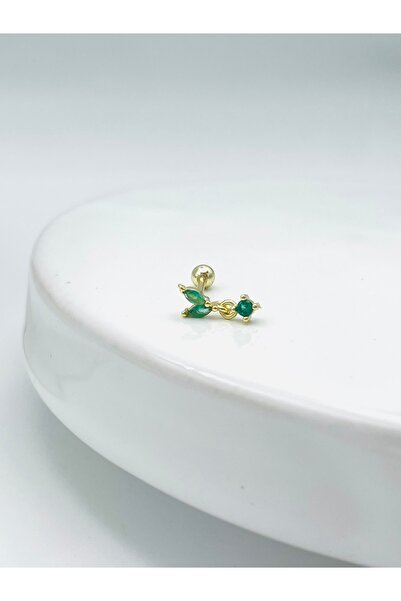 Esvema Silver 925 Ayar Gümüş Zirkon Taşlı Piercing Tragus Kıkırdak Piercing