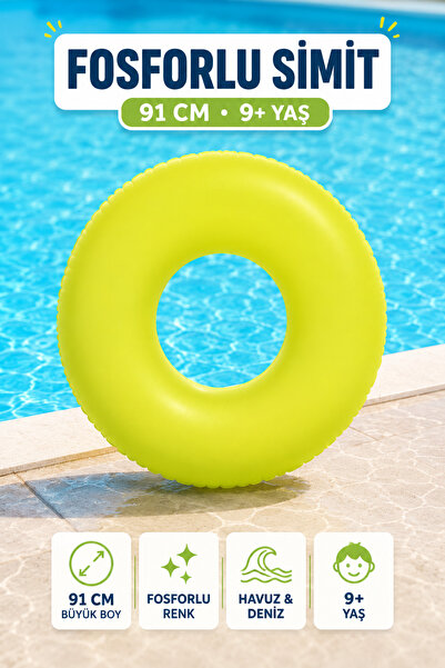 YILDIRIM OYUNCAK Phosphorescent Inflatable Ring 91 cm – Large Pool and Sea Sw...