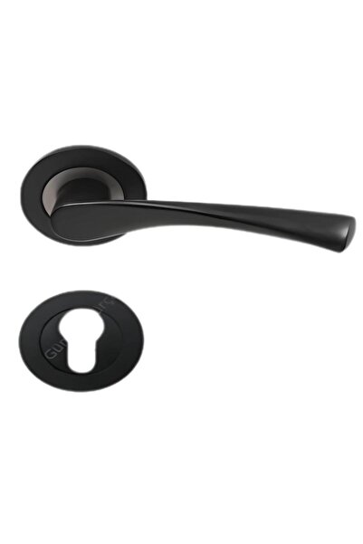 NMA Bravo Badge Door Handle Yale Matte Black