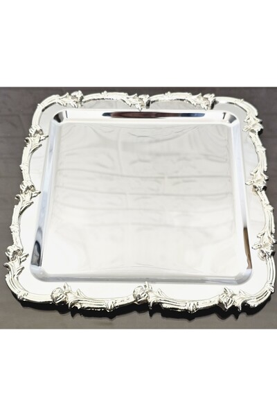 atabey home collection 2 ADET SUNUM TEPSİSİ LALEZAR FULL GÜMÜŞ TEPSİ 22 CM