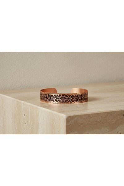 Erol Bakır Copper Spiral Motif Adjustable Clamp Bracelet |   New Series