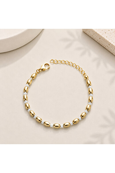Alexis Carrel Valora Gold White Beaded Women's Bracelet