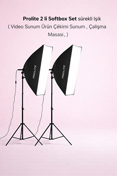 Prolite Professional Lighting Softbox sürekli ışık 2 li set (0,75 mm bakır ka...