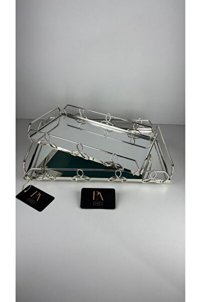Palpe Set of 2 Mirrored Trays Girl's Wish Engagement Promise Presentation Tra...