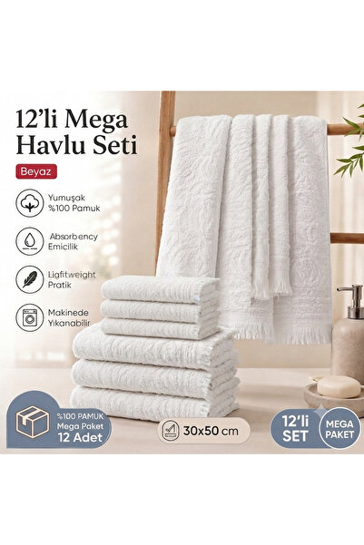 Vivesta Home 30X50 cm Set of 12 Cotton Kitchen Towels |   Soft Absorbent Dryi...
