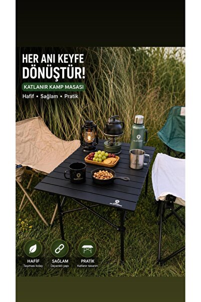 AslanCamping 50x50x50 cm Katlanır Kamp ve Piknik Masası – Hafif, Dayanıklı ve...