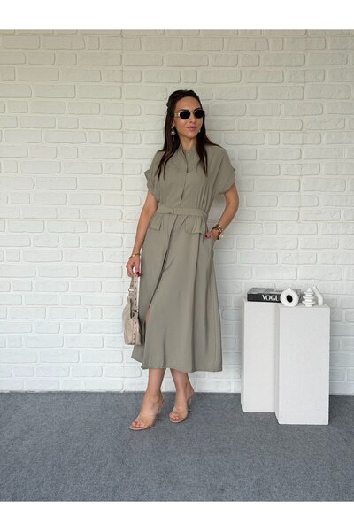Goncalya Hakim Collar Tencel Shirt Dress