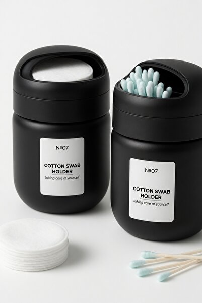 GENCHOME HOMEWARE Glass Body Covered Cotton Swab Organizer Ear Swab Box Makeu...