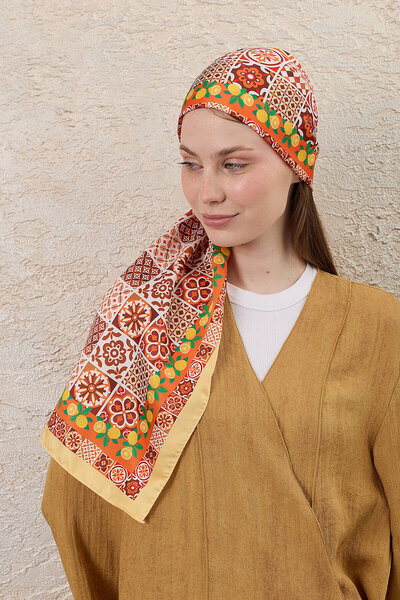 SilkTouch Lemon Yellow Sicilian Fairy Tale Patterned Silky Rayon Scarf