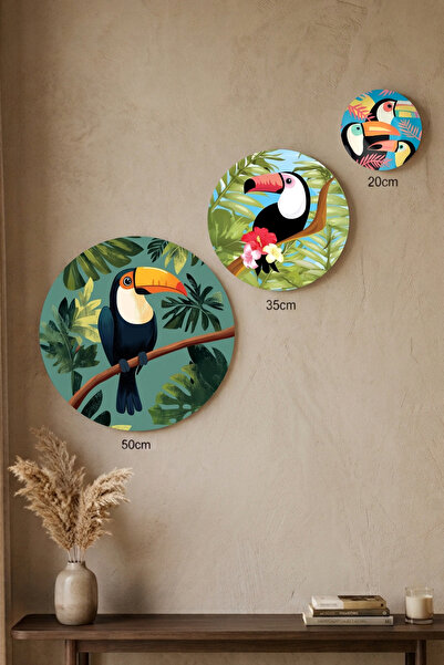 visdora Set of 3 Round Canvas Paintings - 50cm 35cm 20cm Children's Room Wall...