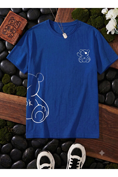 KOZİA OUTDOORS Women's Pirate Teddy Bear Printed Oversized Crew Neck T-Shirt