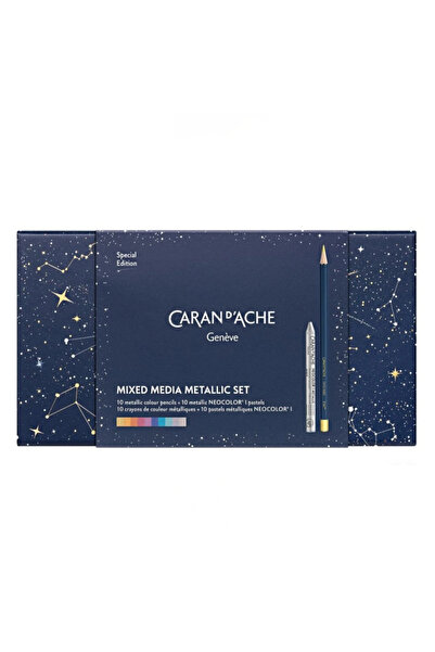 Caran d'Ache Limited Edition Mixed Art Crayons And Pastel Set, Cosmic Blue, 2...