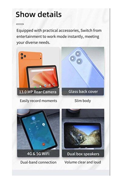 OTEETO Tab 20 10.1 Inch 4G Calling Tablet, 8GB RAM, 512GB ROM, Octa-Core Processor, 8000mAh Battery, 13MP Rear Camera, 8MP Front Camera, Dual Speakers, 4G and 5G WiFi