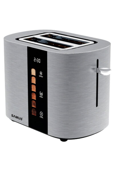 Samus Prajitor Paine, GOURMET, 2 felii, 800 W, 6 trepte rumenire, Inox/Negru