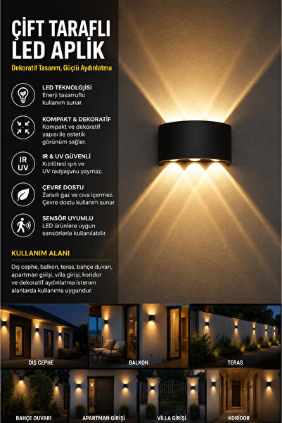 Led Çift Taraflı Aydınlatmalı Dekoratif Duvar Aplik
