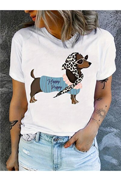 212Wear تي شيرت برسومات كلب داشهند من وو هابي - طباعة كلب لطيف باللون الرمادي...