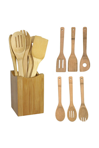 Choice 6 Pieces Bamboo Spoon Spatula Kitchen Utensil Wooden Cooking Tool Mixi...