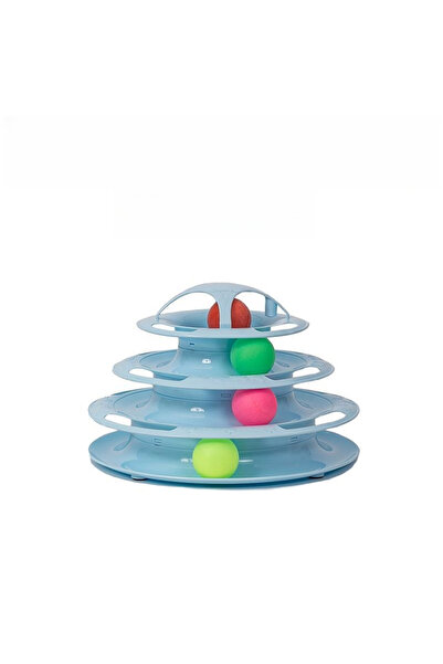 Choice Blue 4-Tier Rotating Track Cat Toy Multi-Level Rolling Ball Tower for ...