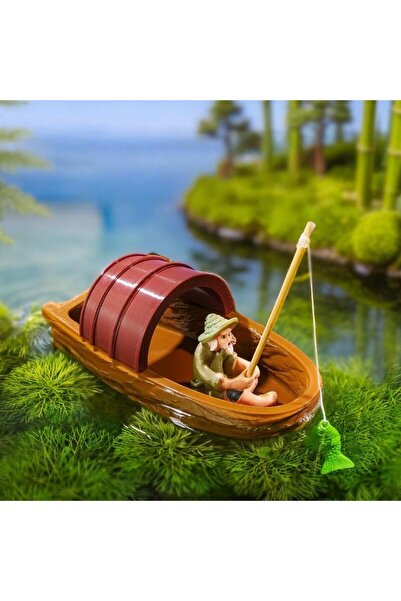 Choice1 A2 Floating Boat Fisherman Mini Model Set for Aquarium Pond Fish Tank...