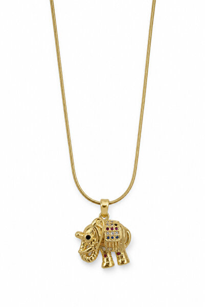 Jack Ferrero Stylish Elephant Figured Yellow Tone Necklace Special Design for...