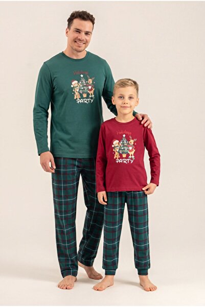 Arnetta Holiday Party Men's Father Son Burgundy Long Sleeve Pajama Set Ar3822...