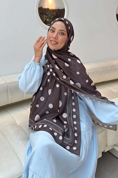 lamelif شال ناعم بنمط منقط باللون البني الحار