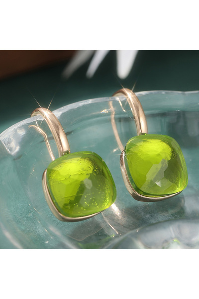 Choice green A234 Luxury Temperament Cut Green Synthetic Agate Dangle Earring...