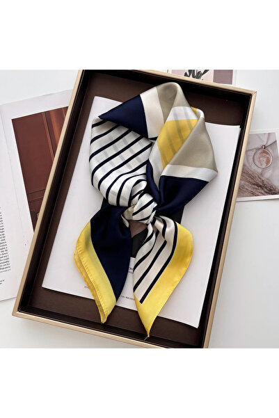 Choice وشاح نسائي مربع ناعم من الساتان مقاس 70×70 سم، طراز FJ711-1-2، مزين بط...