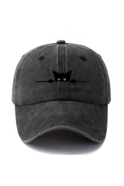 Choice Adjustable black Retro cartoon cat printed baseball cap adjustable for...