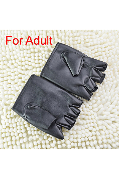 Choice1 A Leather Gloves Black Fingerless Driving Fashion Men Women Half Fing...