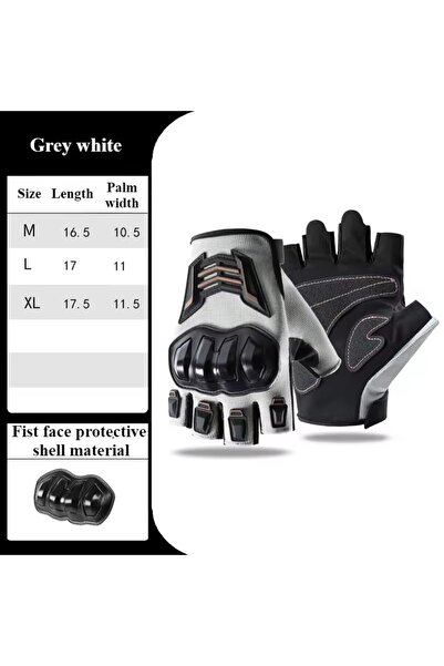 Choice5 XL Gray Breathable Motorcycle Gloves Half Finger Wear-Resistant Anti-...