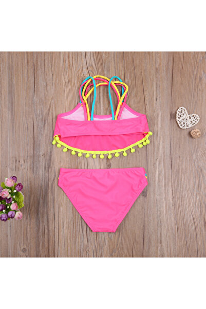 drool Costum de baie cu ciucuri din 2 piese (Culoare: Roz, Varsta: 3 - 4 ani)