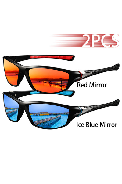 Choice4 RedMirror-IceBlue 2PCS Fashion Vintage Eyewear Driving Fishing Cyclin...