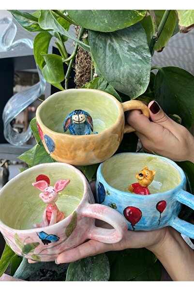 visera Winnie the Pooh & Piglet & Eeyore Figured Triple Ceramic Mug Set
