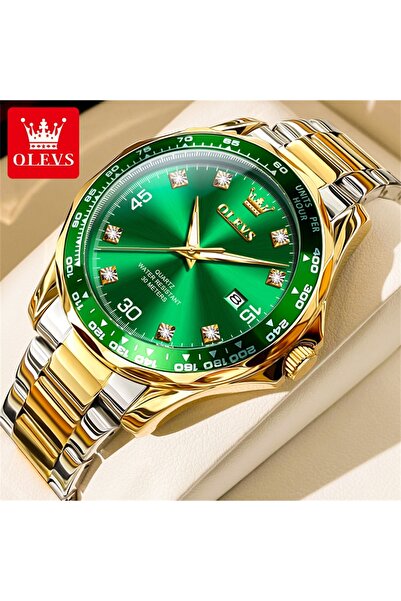 Choice1 Yes Gold Green OLEVS 9988 Men Watche Original Fashion Business Brand ...