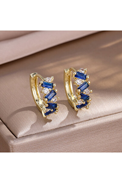 Choice1 Blue ZAKOL Colorful Rainbow Cubic Zirconia Hoop Earrings For Women Lu...