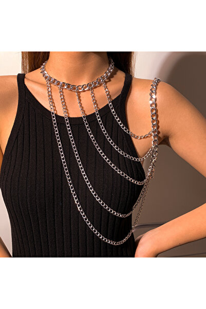 Choice1 Silver Color Ingemark Exaggeration Multi Layer Mental Thick Shoulder ...