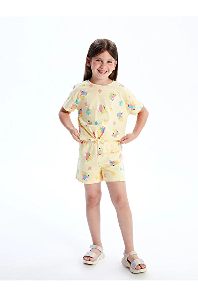 LC Waikiki Mädchen-Shorts mit elastischem Bund und Aufdruck von Vizyon