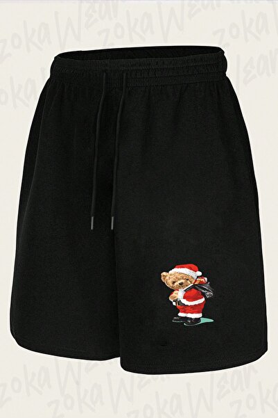 ZOKAWEAR Unisex Happy Birthday Cool Bear Santa Claus Design Printed Shorts