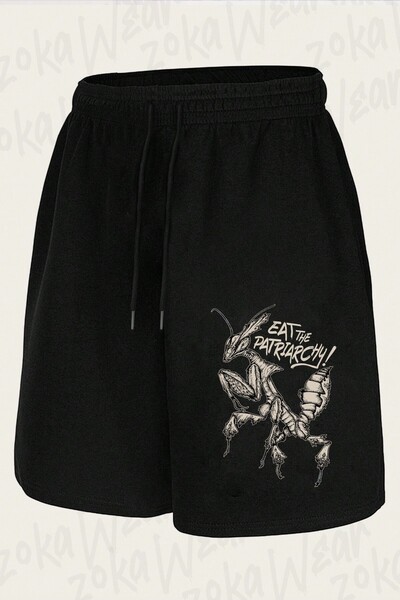 ZOKAWEAR Unisex Eat the Patriarchy Punk Ghost Design Printed Shorts