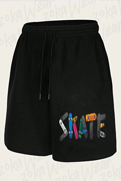 ZOKAWEAR Unisex Stake Skateboard Design Printed Shorts
