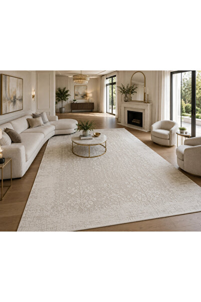Hoomrugs Luxess Halı Lima 1181 Krem Modern Akrilik Salon Halısı